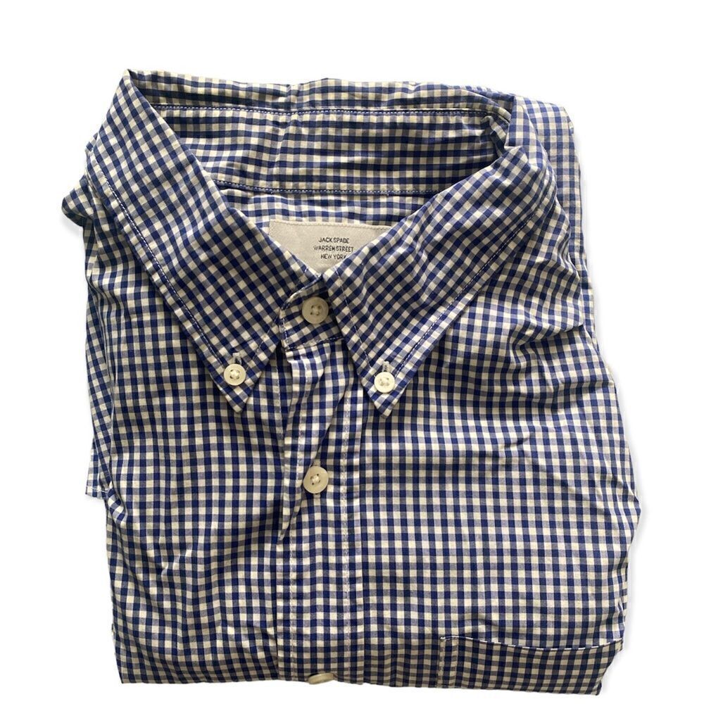 Jack Spade Warren Street SZ XL blue and white checkered button down shirt
